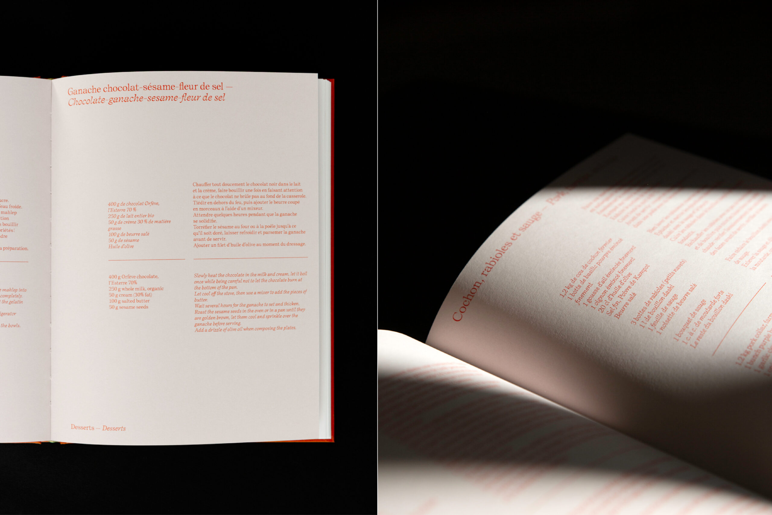 blandine dupas design graphique graphisme du livre Anouch restaurant a geneve double page interieure avec zoom sur recueil de recettes