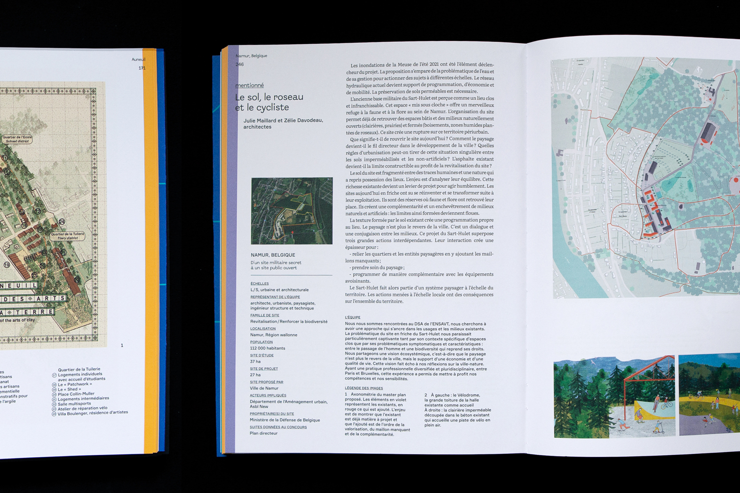 blandine dupas design graphique design graphique coordination editoriale catalogue europan villes vivantes extrait double page projet qui défile