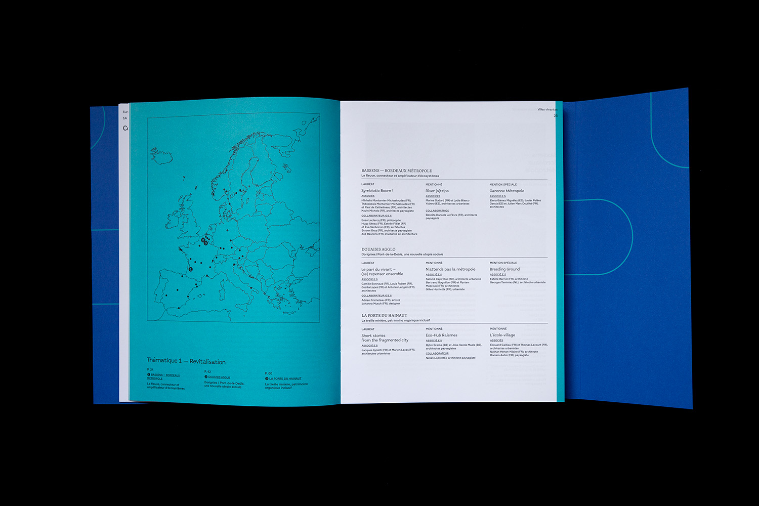 blandine dupas design graphique catalogue europan villes vivantes photo double page cartographie et repertoire thematique de projet