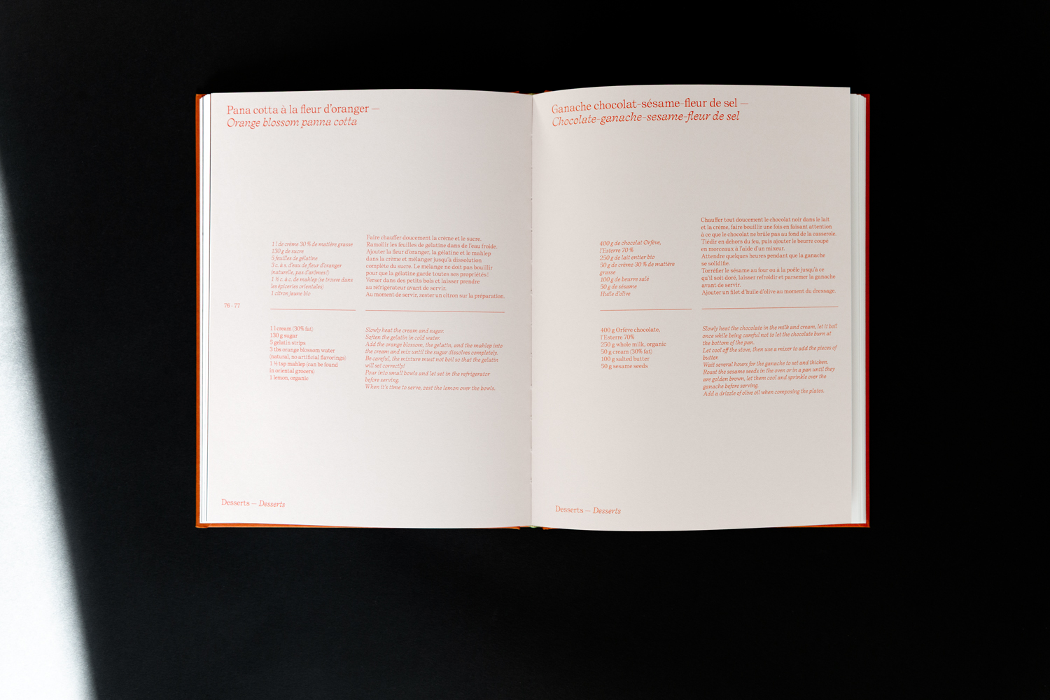 blandine dupas design graphique graphisme du livre Anouch restaurant a geneve photographie du recueil central de recettes