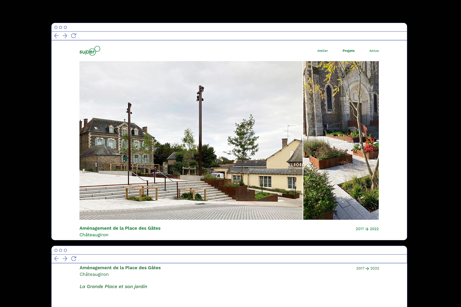 blandine dupas design graphique identite visuelle agence urbanisme paysage super 8 visuel page projet sur site web