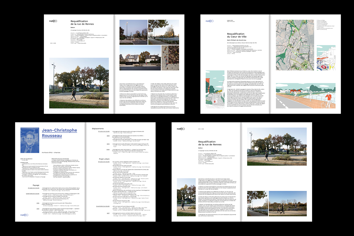 blandine dupas design graphique identite visuelle agence urbanisme paysage super 8 visuel des fiches projet et des cv des membres de l agence