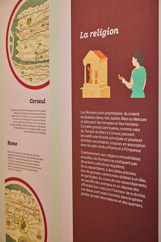 blandine dupas design graphique refonte du parcours permanent d exposition de l archeomusee coriosolis photo de detail sur des supports textes