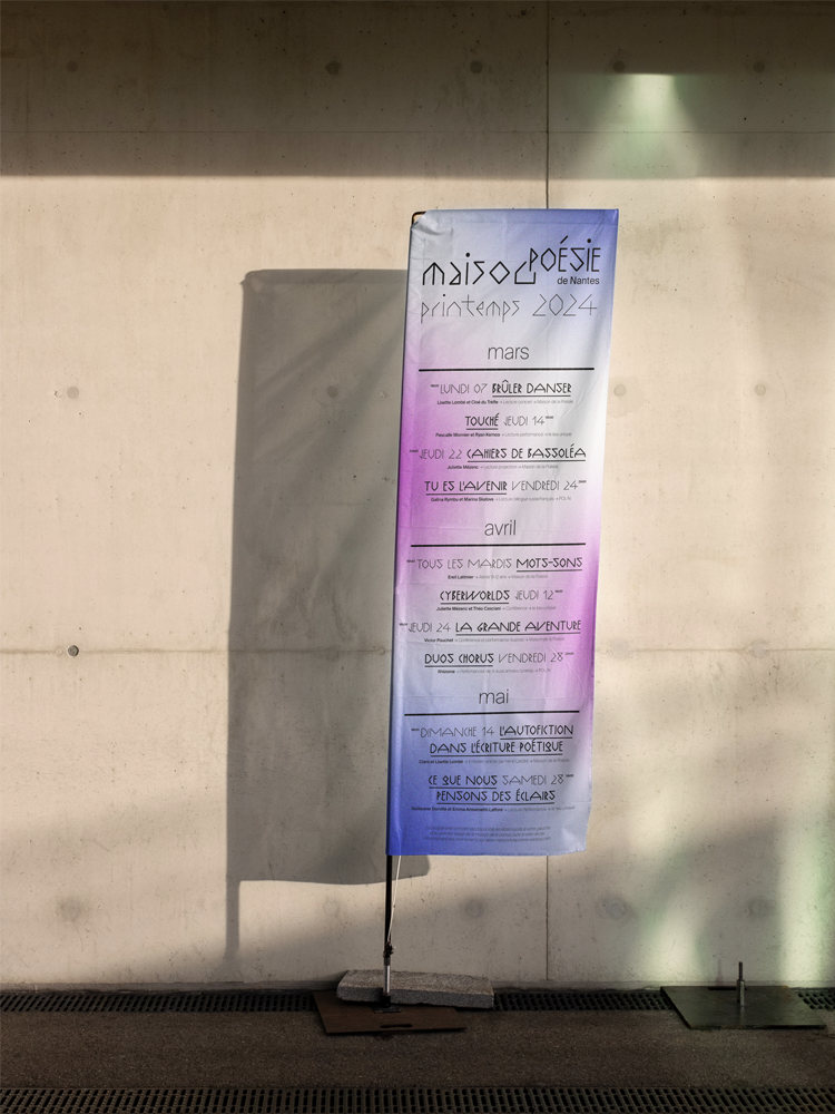 blandine dupas design graphique visuel de proposition de kakemono programme pour la maison de la poesie de nantes