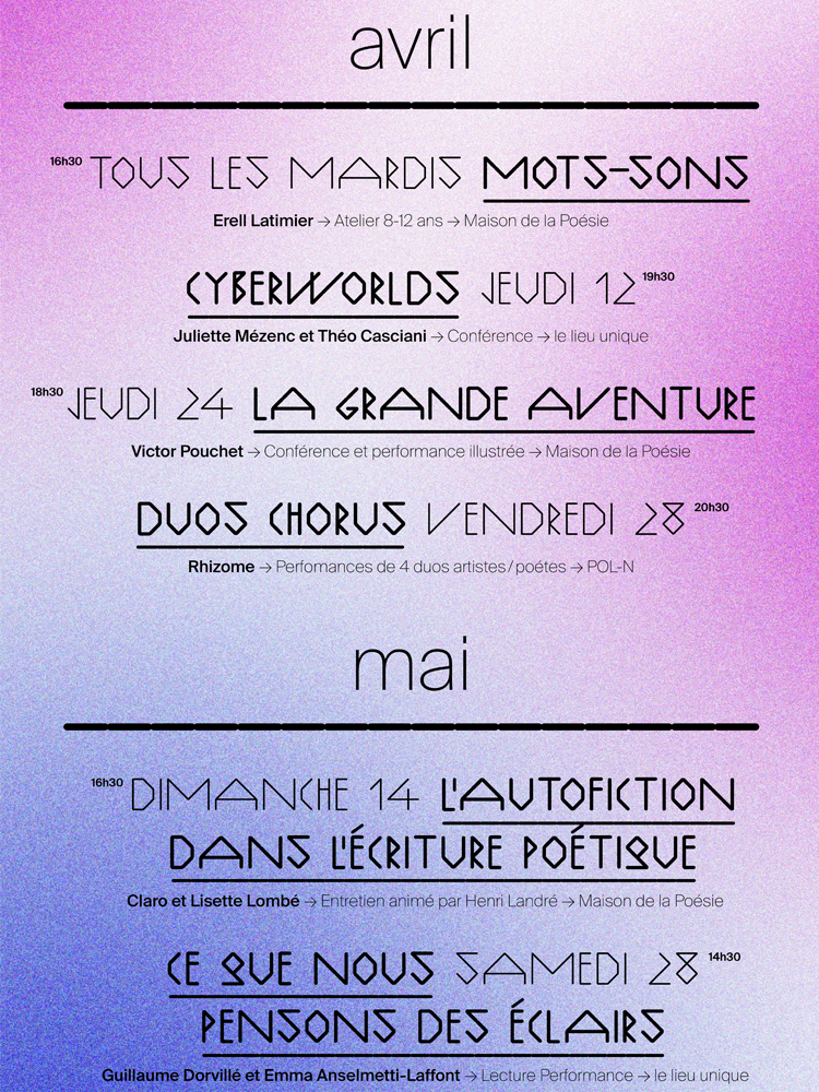 blandine dupas design graphique zoom sur visuel de proposition de kakemono programme pour la maison de la poesie de nantes